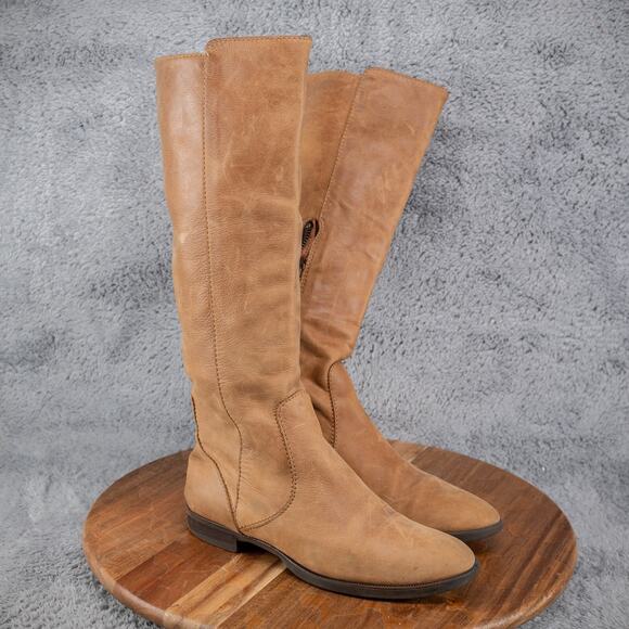 J. Crew Factory Knee High Heeled Boots Women's Size 5 Tan - Picture 1 of 8